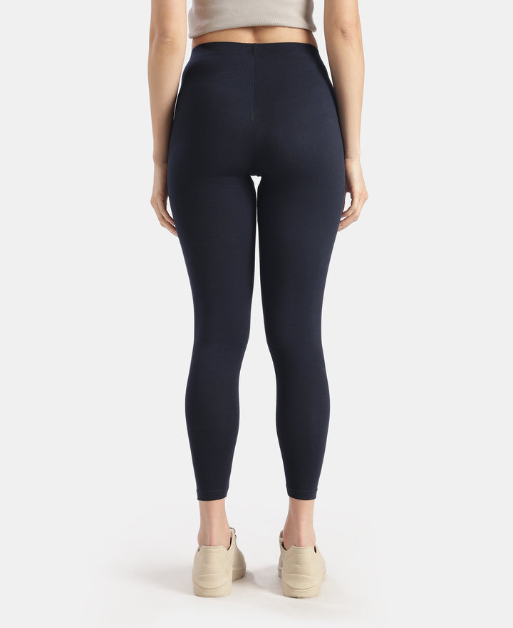 Super Combed Cotton Elastane Stretch Leggings with Ultrasoft Waistband - Cosmic Sapphire