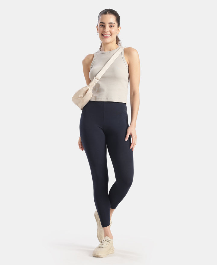 Super Combed Cotton Elastane Stretch Leggings with Ultrasoft Waistband - Cosmic Sapphire