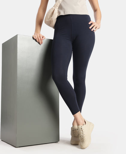 Super Combed Cotton Elastane Stretch Leggings with Ultrasoft Waistband - Cosmic Sapphire