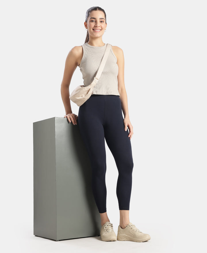 Super Combed Cotton Elastane Stretch Leggings with Ultrasoft Waistband - Cosmic Sapphire