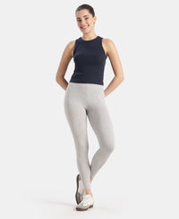 Super Combed Cotton Elastane Stretch Leggings with Ultrasoft Waistband - Light Grey Melange
