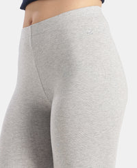 Super Combed Cotton Elastane Stretch Leggings with Ultrasoft Waistband - Light Grey Melange