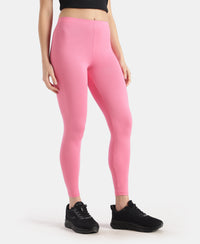 Super Combed Cotton Elastane Stretch Leggings with Ultrasoft Waistband - Pink Carnation