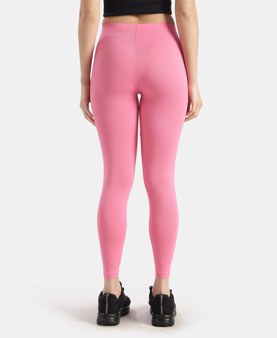Super Combed Cotton Elastane Stretch Leggings with Ultrasoft Waistband - Pink Carnation