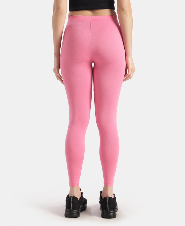 Super Combed Cotton Elastane Stretch Leggings with Ultrasoft Waistband - Pink Carnation