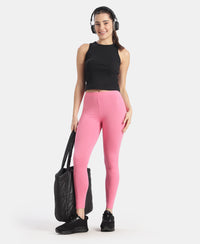 Super Combed Cotton Elastane Stretch Leggings with Ultrasoft Waistband - Pink Carnation