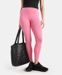 Super Combed Cotton Elastane Stretch Leggings with Ultrasoft Waistband - Pink Carnation