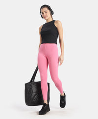 Super Combed Cotton Elastane Stretch Leggings with Ultrasoft Waistband - Pink Carnation