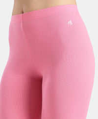 Super Combed Cotton Elastane Stretch Leggings with Ultrasoft Waistband - Pink Carnation