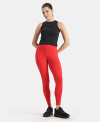 Super Combed Cotton Elastane Stretch Leggings with Ultrasoft Waistband - Rio Red