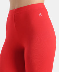 Super Combed Cotton Elastane Stretch Leggings with Ultrasoft Waistband - Rio Red
