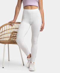Super Combed Cotton Elastane Stretch Leggings with Ultrasoft Waistband - White