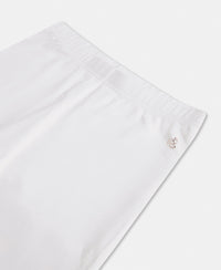 Super Combed Cotton Elastane Stretch Leggings with Ultrasoft Waistband - White