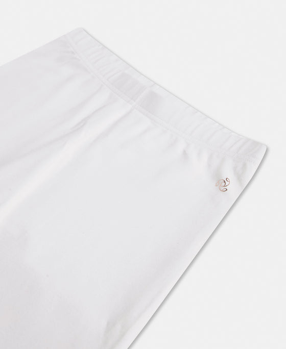 Super Combed Cotton Elastane Stretch Leggings with Ultrasoft Waistband - White