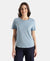 Super Combed Cotton Rich Relaxed Fit Solid Curved Hem Styled Half Sleeve T-Shirt - Mountain Spring