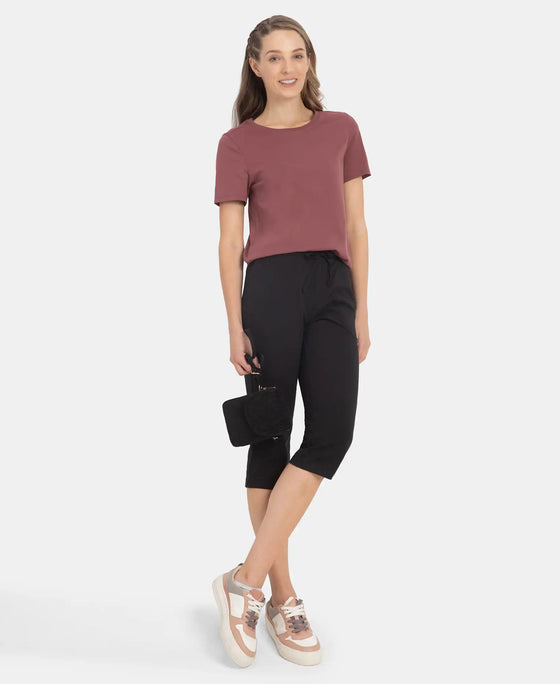 Super Combed Cotton Rich Relaxed Fit Solid Curved Hem Styled Half Sleeve T-Shirt - Wild Ginger