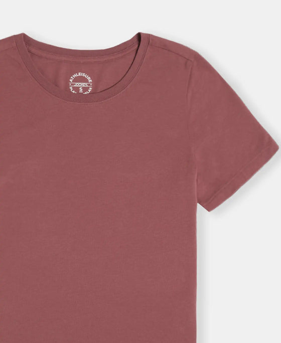 Super Combed Cotton Rich Relaxed Fit Solid Curved Hem Styled Half Sleeve T-Shirt - Wild Ginger