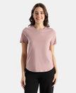 Super Combed Cotton Rich Relaxed Fit Solid Curved Hem Styled Half Sleeve T-Shirt - Woodrose