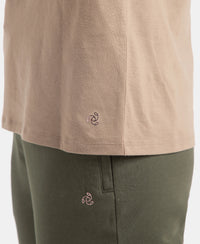 Super Combed Cotton Rich Fabric Relaxed Fit V-Neck Half Sleeve T-Shirt - Desert Taupe