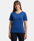 Super Combed Cotton Rich Fabric Relaxed Fit V-Neck Half Sleeve T-Shirt - Mazarine Blue