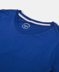 Super Combed Cotton Rich Fabric Relaxed Fit V-Neck Half Sleeve T-Shirt - Mazarine Blue