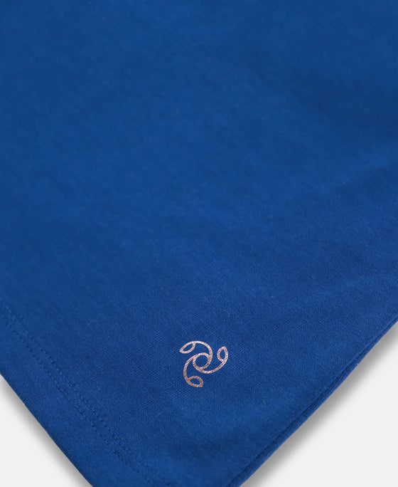 Super Combed Cotton Rich Fabric Relaxed Fit V-Neck Half Sleeve T-Shirt - Mazarine Blue