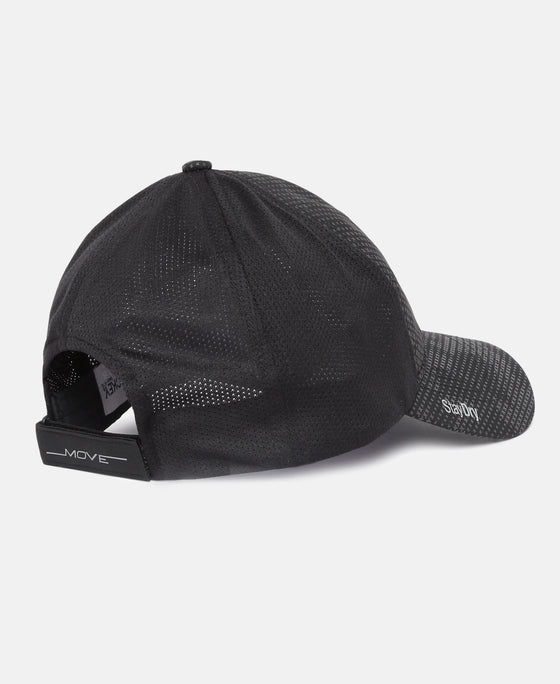 Polyester Printed Cap with Adjustable Back Closure and StayDry Technology - Black
