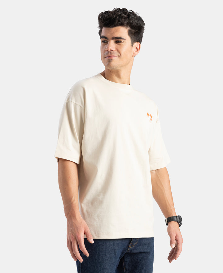 Disney Mickey Mouse Super Combed Cotton Rich Graphic Printed Oversized T-Shirt - Almond Milk