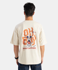 Disney Mickey Mouse Super Combed Cotton Rich Graphic Printed Oversized T-Shirt - Almond Milk