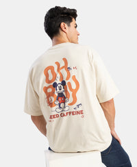 Disney Mickey Mouse Super Combed Cotton Rich Graphic Printed Oversized T-Shirt - Almond Milk