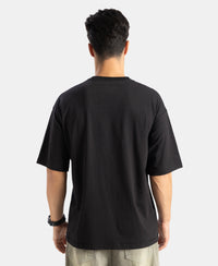 Disney Mickey Mouse Super Combed Cotton Rich Graphic Printed Oversized T-Shirt - Black