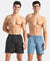Disney Mickey Mouse Super Combed Mercerized Cotton Woven Printed Boxer Shorts with Side Pockets - Blue Heaven & Black (Pack of 2)