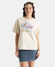 Disney Donald Duck Super Combed Cotton Rich Oversized Fit Printed T-Shirt - Almond Milk