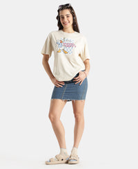 Disney Donald Duck Super Combed Cotton Rich Oversized Fit Printed T-Shirt - Almond Milk