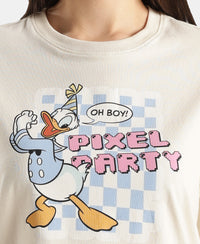 Disney Donald Duck Super Combed Cotton Rich Oversized Fit Printed T-Shirt - Almond Milk