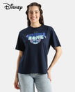 Disney Stitch Super Combed Cotton Rich Oversized Fit Printed T-Shirt - Navy