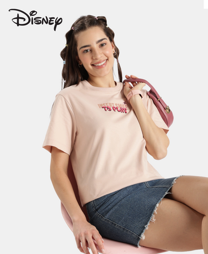 Disney Minnie Mouse Super Combed Cotton Rich Oversized Fit Printed T-Shirt - Cameo Rose