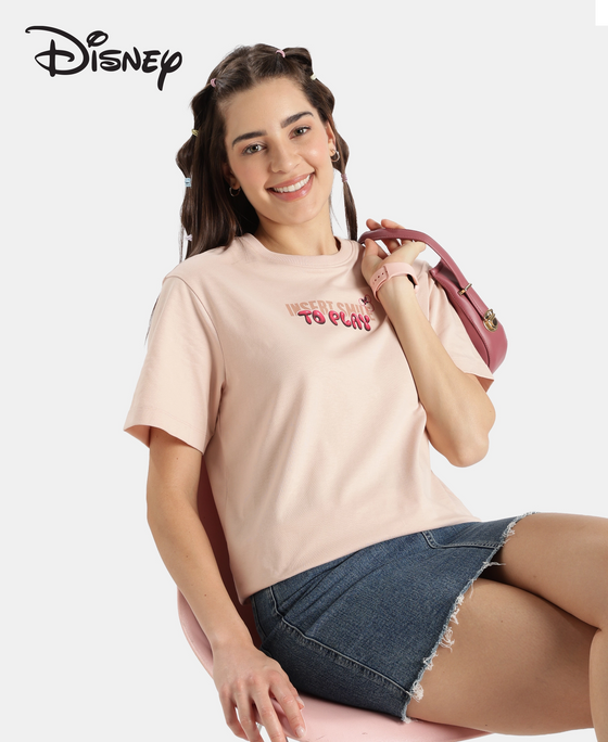 Disney Minnie Mouse Super Combed Cotton Rich Oversized Fit Printed T-Shirt - Cameo Rose