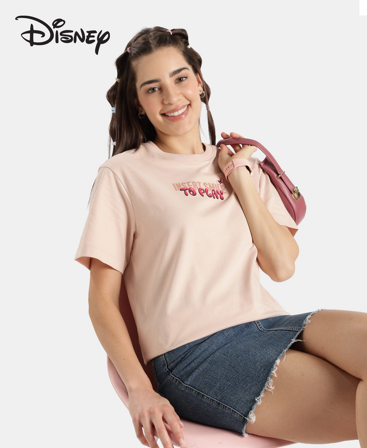 Disney Minnie Mouse Super Combed Cotton Rich Oversized Fit Printed T-Shirt - Cameo Rose