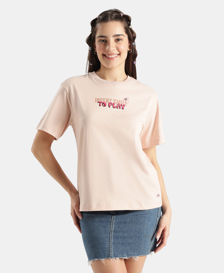 Disney Minnie Mouse Super Combed Cotton Rich Oversized Fit Printed T-Shirt - Cameo Rose