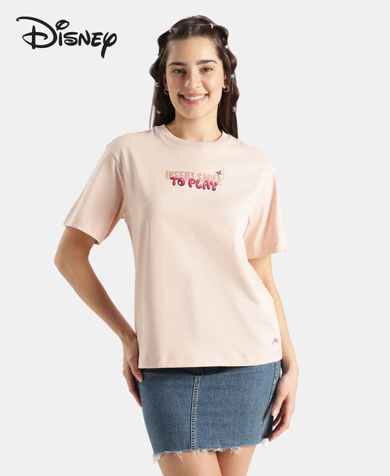 Disney Minnie Mouse Super Combed Cotton Rich Oversized Fit Printed T-Shirt - Cameo Rose