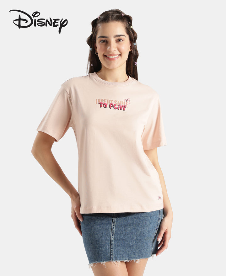 Disney Minnie Mouse Super Combed Cotton Rich Oversized Fit Printed T-Shirt - Cameo Rose