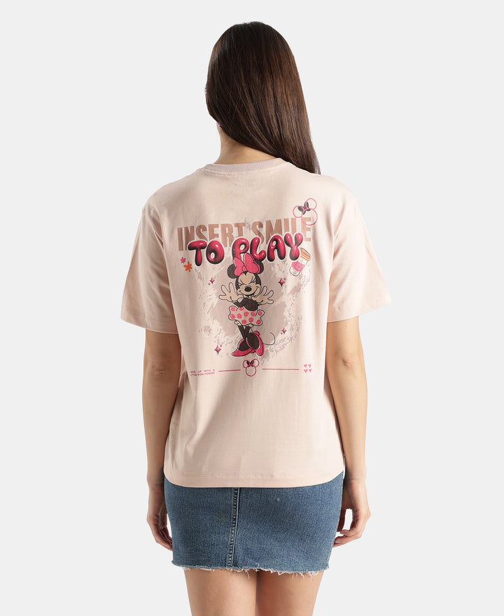Disney Minnie Mouse Super Combed Cotton Rich Oversized Fit Printed T-Shirt - Cameo Rose