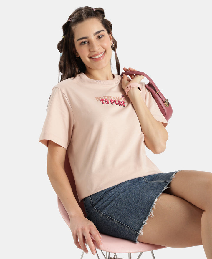 Disney Minnie Mouse Super Combed Cotton Rich Oversized Fit Printed T-Shirt - Cameo Rose