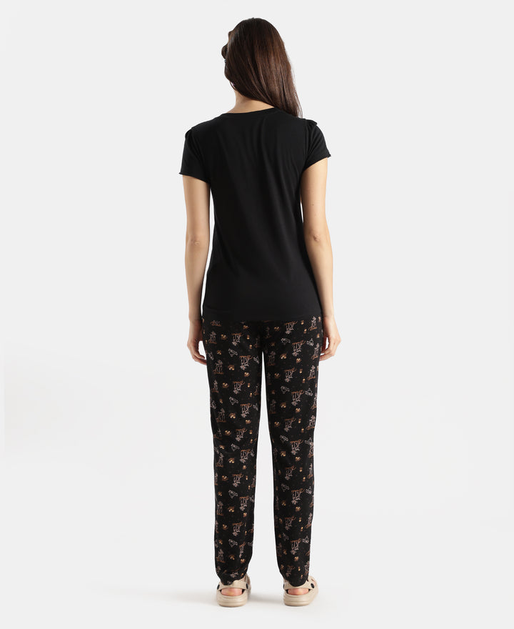 Disney Bambi TENCEL™ Micro Modal Cotton Regular Fit T-Shirt and Pyjama Set - Black