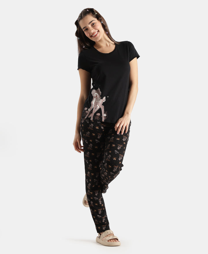 Disney Bambi TENCEL™ Micro Modal Cotton Regular Fit T-Shirt and Pyjama Set - Black