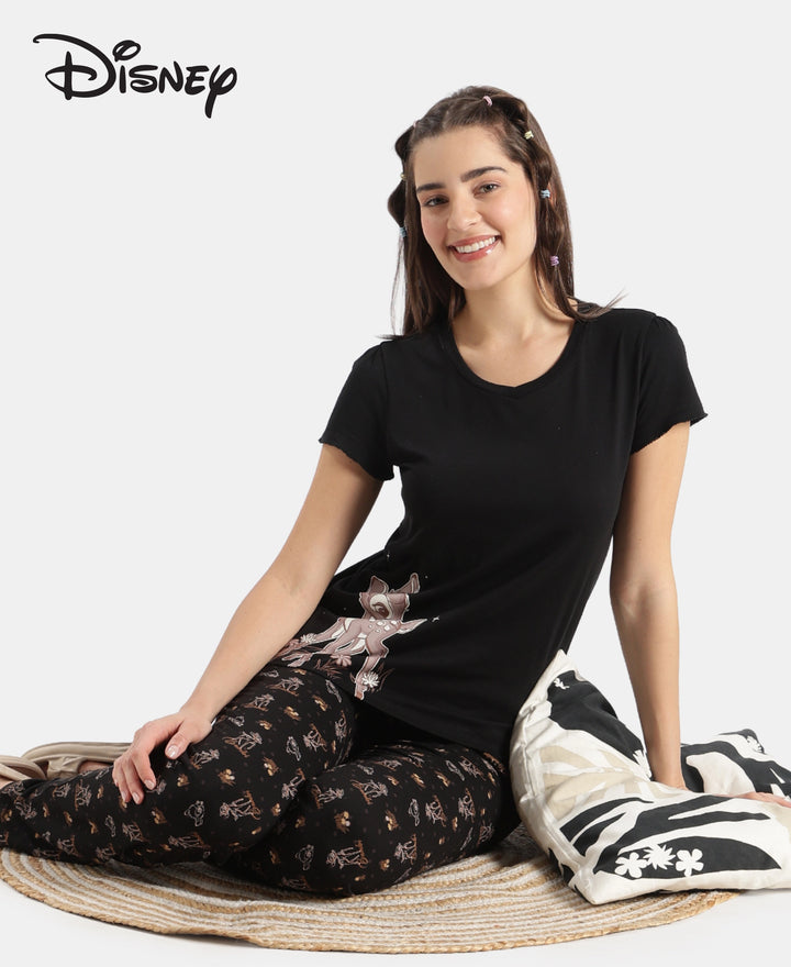 Disney Bambi TENCEL™ Micro Modal Cotton Regular Fit T-Shirt and Pyjama Set - Black