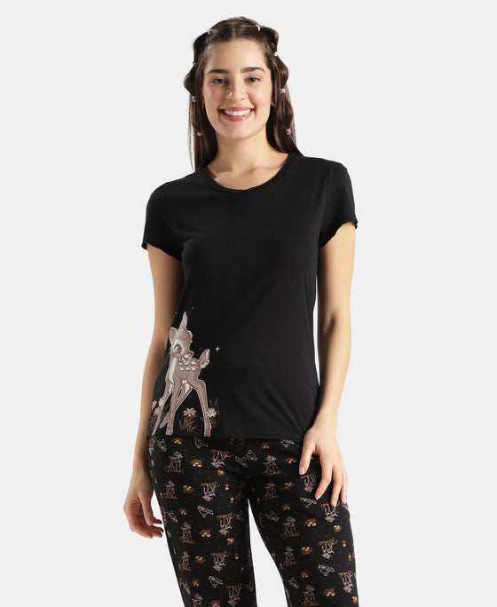 Disney Bambi TENCEL™ Micro Modal Cotton Regular Fit T-Shirt and Pyjama Set - Black
