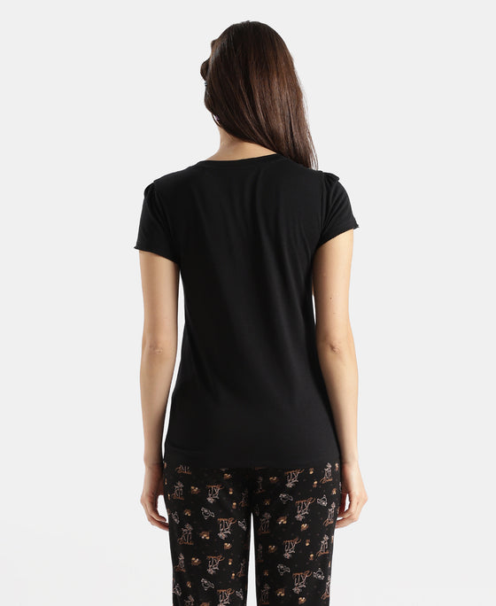 Disney Bambi TENCEL™ Micro Modal Cotton Regular Fit T-Shirt and Pyjama Set - Black