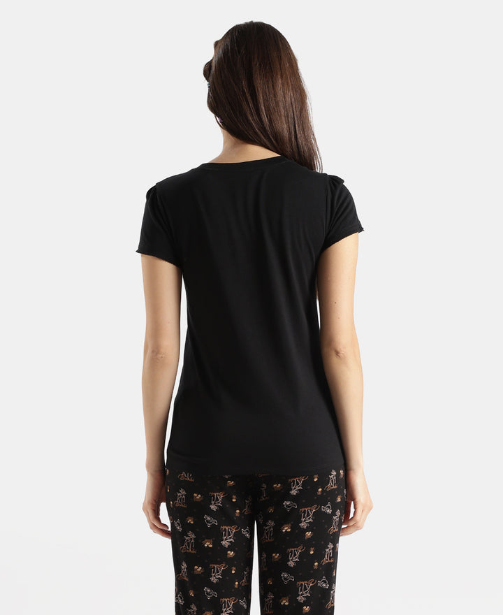 Disney Bambi TENCEL™ Micro Modal Cotton Regular Fit T-Shirt and Pyjama Set - Black